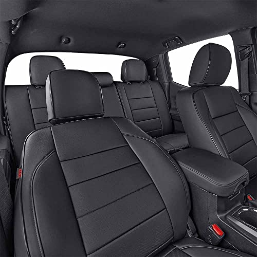 Tacoma Seat Covers Custom Fit for Toyota Tacoma 2016 2017 2018 2019 2020 2021 2022 2023 Double Cab (Leather (Black) / 2016-2023 Tacoma Full Set,4DR)