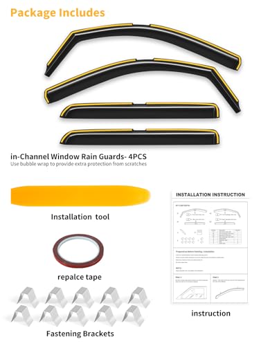 Window Visors Rain Guards for Chevy Silverado (Fit for 2014-2019 Silverado/GMC Sierra Crew Cab)