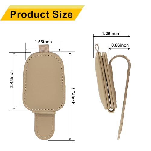Magnetic Leather Sunglasses Holder for Car (Beige)