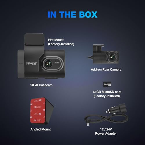 Type S T200 AI Driver Assistance Dash Cam Powered by ADAS (2K)