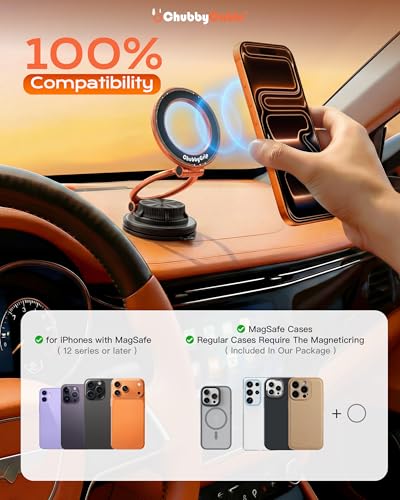 ChubbyGrip AirVac Magnetic 360° Adjustable Car Phone Holder with Gel Base (B-Gel Base / 1 Pack)