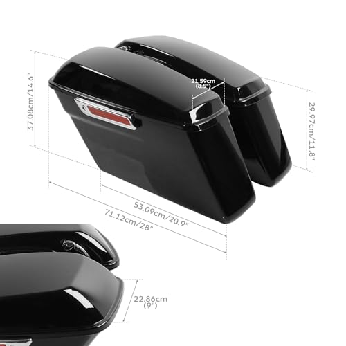 Vivid Black Hard Saddlebags with Chrome Latches Lock&Key Set Fit for Harley Touring Road King Street Glide Electra Ultra 2014 (Vivid Black 1# / For 2014-later)