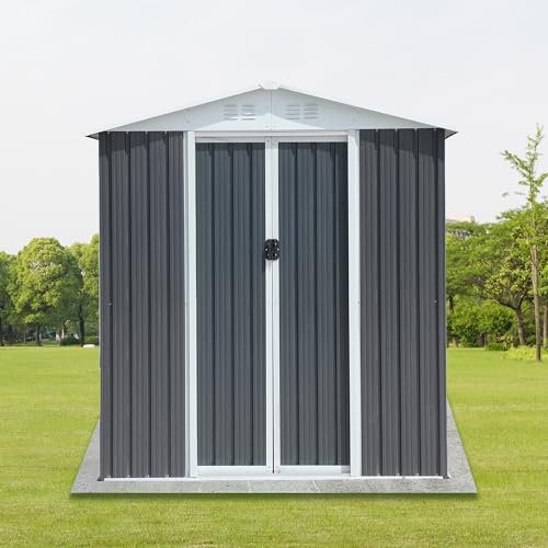 6x4 FT Outdoor Storage Shed (6x4 FT / Gray)