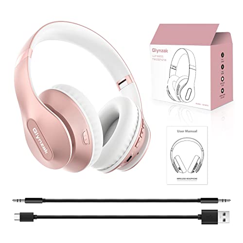 Wireless Bluetooth Headphones Over Ear V6.0 HiFi Stereo with Mic (Rose Gold)