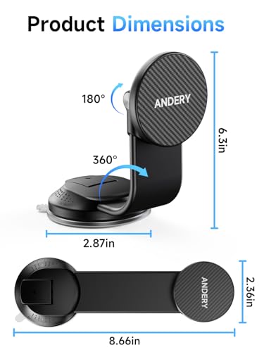 Car Phone Holder for MagSafe [360° Adjustable Memory Alloy Arm (Carbon Fiber)