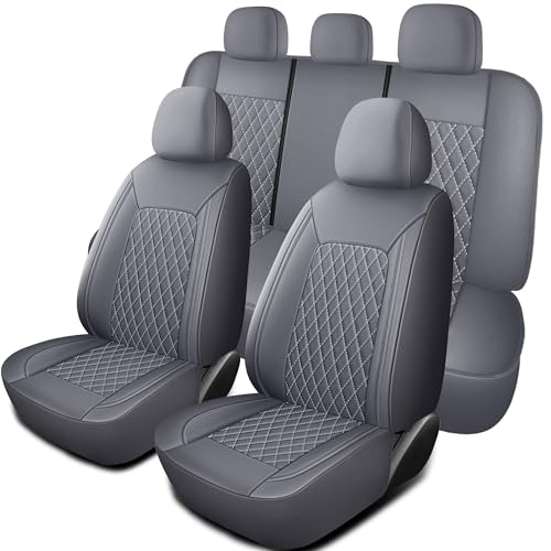 Faux Leather Full Set Car Seat Covers (N1 Gray / Full Set)