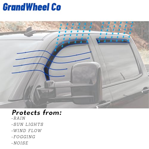 Window Deflectors Smoke Tinted in (For Silverado 20-26 2500/3500 Crew Cab)