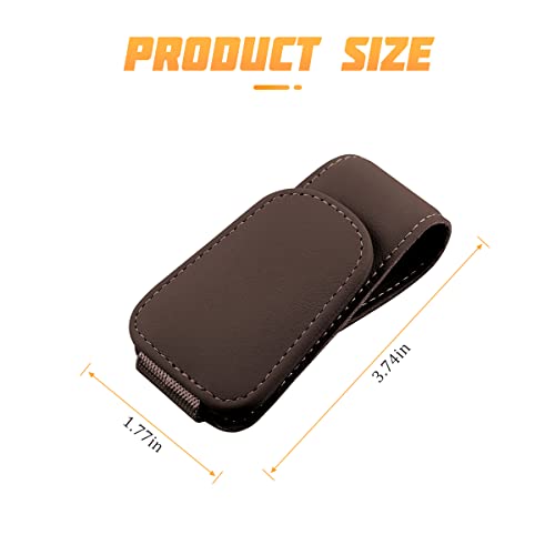 Sunglasses Holders for Car Sun Visor (1 Pack / Brown/Leather)