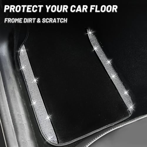 Bling Car Floor Mats Full Set (Silver Diamond / Car Floor Mats (4 Pieces))
