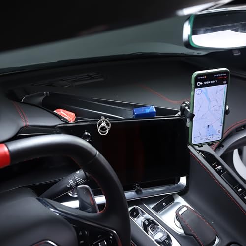 Dashboard Storage Tray Behind Navigation Screen with Phone Holder for Corvette C8 Stingray 2020 (US Flag Pattern)