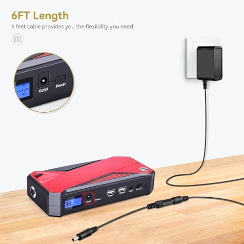 UL 15V 1A Power Cord for Gooloo Jump Starter Charger for Booster Battery Jump Starter Adapter for DBPower DJS50 for Tacklife for Beatit Portable Car Jump Starter