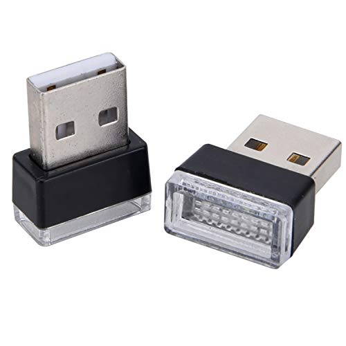 2 Pcs Blue Universal Mini USB LED Car Interior Ambient (Blue)