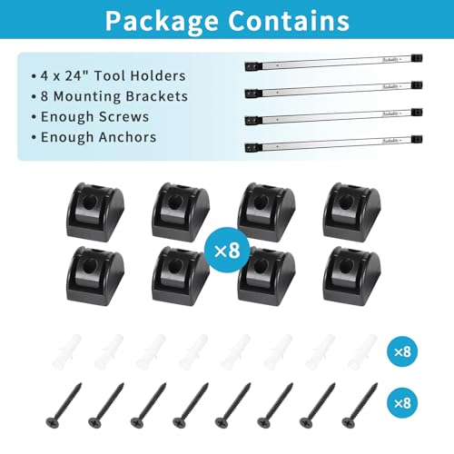 4 Pieces 24" Magnetic Tool Holder Strip (Silver 4PC / 24")