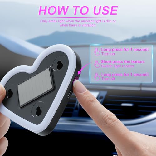 Heart Shaped Solar Powered Car LED Interior Ambient Light (Pink / 2PCS)