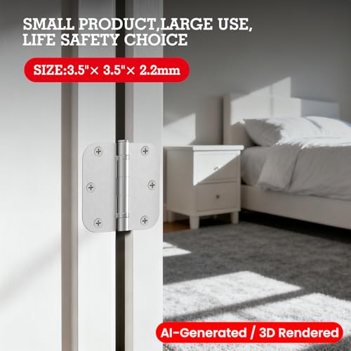 Rounded Brushed Nickel Door Hinges 3.5" 5 (Satin Nickel-Rounded / 18 Pack-Ball Bearing-lasting no squeak)