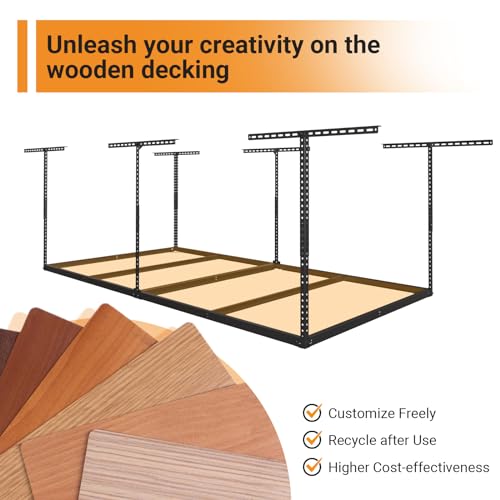 4x8ft Overhead Ceiling Garage Storage Rack (Black)