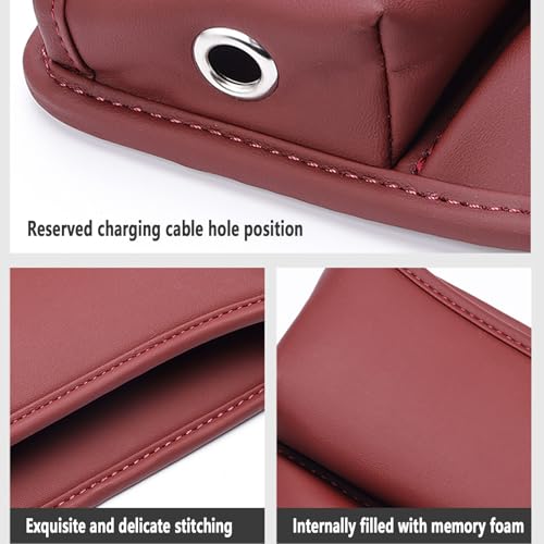 Universal Fit Premium Leather Car Seat Gap Filler Organizer (Burgundy,2 Pack)
