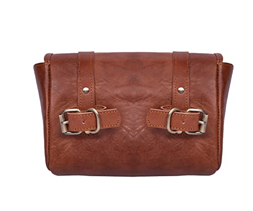 Genuine Leather Large Capacity Saddle Bag For Motorcycle Side Pouch Accessories Storage Panniers Motorbike Universal Handmade Saddlebags For Bike Commuters Handlebar Bicycle Brown Leather Tool Bag
