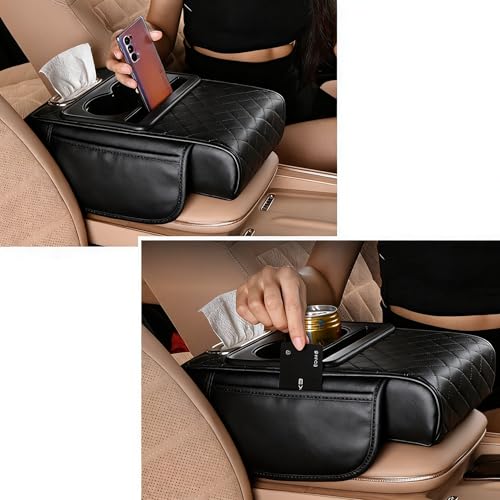Automotive Armrests Car Console Organizer and Console Cover (Black)