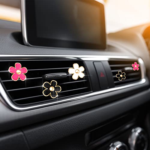 6 Pcs Daisy Vent Clips for Car (Red, White, Black / 1 Count (Pack of 6))