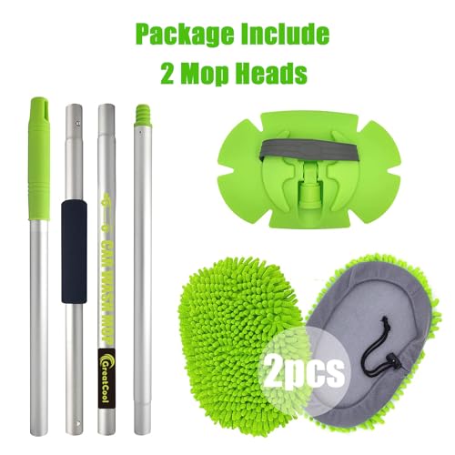62" Car Wash Brush Mop Kit with Long Handle (Green)