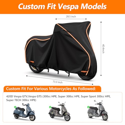 Motorcycle Cover for Vespa GTV (Black / for Vespa GT)