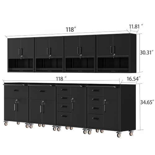 Garage Cabinet System (Black / 8 Pcs-StyleA)