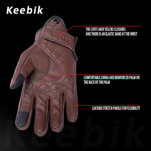 Goatskin Leather Motorcycle Motorbike Powersports Racing Gloves Reflective Skull Touchscreen for Men and Women Model (HEE10 / XX-Large)