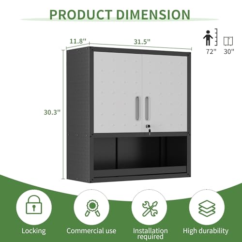 Garage Tool Cabinet (Black & Grey / H30.31" 2Set)