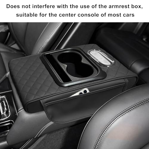 Car Center Console Armrest Pillow (Embroidered, Black)