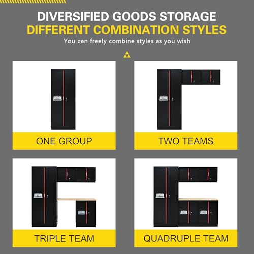Pre Assembled Garage Storage Cabinet System (Universal / 6 PCS w/ Wood Pannel)