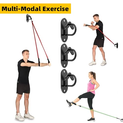 3 Pcs Resistance Band Wall Anchors System (Heart Hooks-Black-3Pcs)