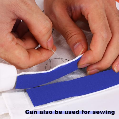1"x16ft Hook and Loop Straps with 25 Metal Buckles (1in x 16ft Blue)