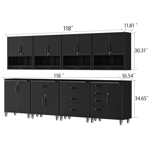 Garage Cabinet System (Black / 8 Pcs-StyleC)