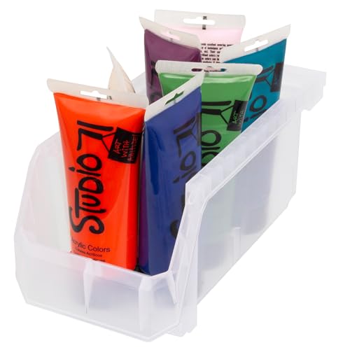 Medium Stackable Plastic Storage Bins (Clear / Medium, 8-Pack)