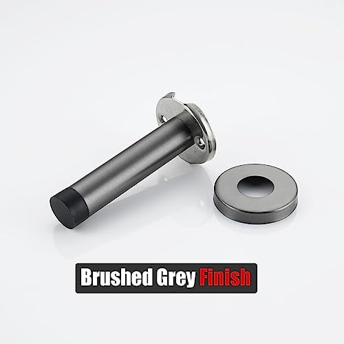 Door Stopper 304 Stainless Steel Thicken 1mm Sound Dampening Door Stop Bumper Wall Protetor 2 Pack (2 Pack / Brushed Grey)