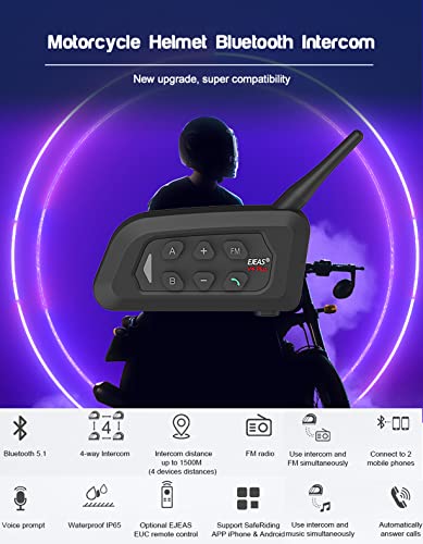V4 Plus Motorcycle Bluetooth Helmet Intercom Headset (V4Plus 4Pack)