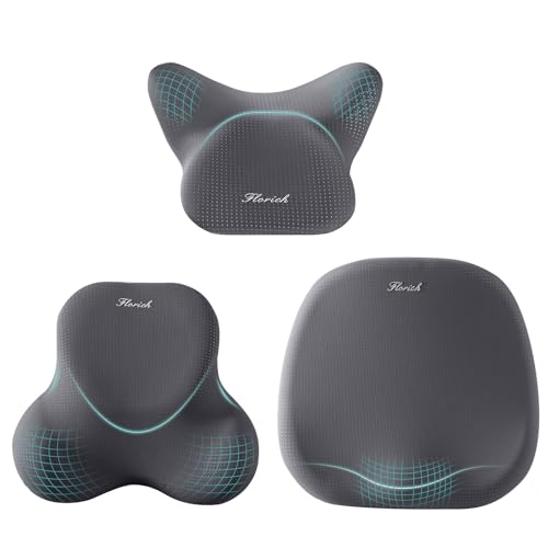Car Seat Cushion and Lumbar Support Pillow for Office Chair Car (Deepgray / 3 Pieces)