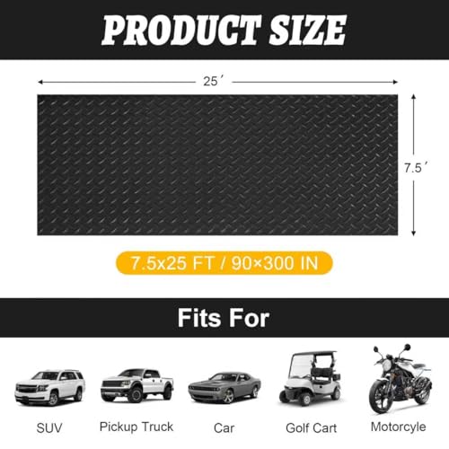 7.5x25 FT Garage Floor Mat (Black / 7.5x25 FT)