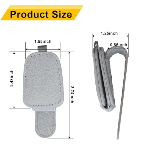 Magnetic Leather Sunglasses Holder for Car (Silver Grey)