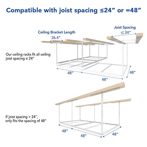 4x8 Overhead Garage Storage Rack (White)