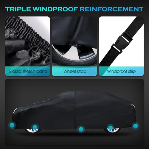 Car Cover Waterproof All Weather for Automobiles Full Exterior Covers Outdoor Rain Sun UV Protection w (A2 Fit Seden Length 178 to 188 inch)