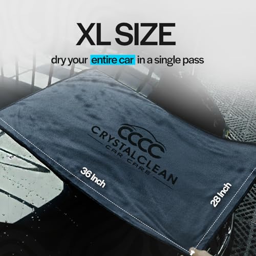 Crystal Clean XL 28x36 Slim Car Detailing Towel (Single Side Grey / Pack of 1)