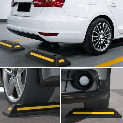 2PCS Rubber Parking Guide Tire Blocks (20.7" Long)