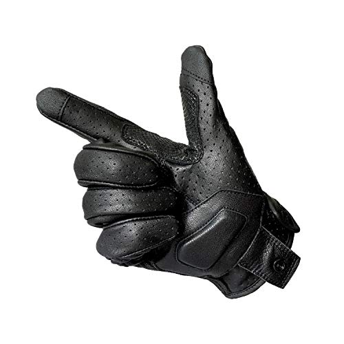 Updated Men’s Leather Motorcycle Gloves with Two Touchscreen Fingers Anti (Updated,perforated / XX-Large)