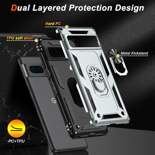 for Google Pixel 7 Pro Case with Screen Protector (Silver / Google Pixel 7 Pro)