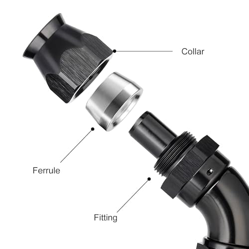 PTFE One Piece Full Flow End Hose Fitting Aluminum (6AN / 60 Degree)