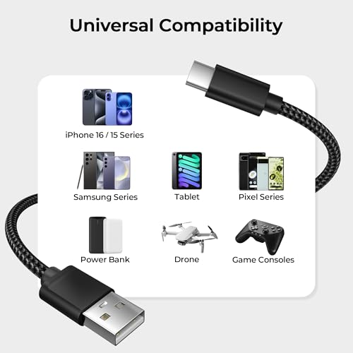 for iPhone 17 16 Pro Max Charger Cord (3Pack 3.3/6.6/10FT(1/2/3M) / 3 Pack / Black)