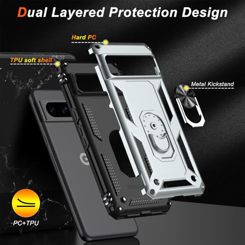 for Google Pixel 8 Pro Case with Screen Protector (Silver / Google Pixel 8 Pro)