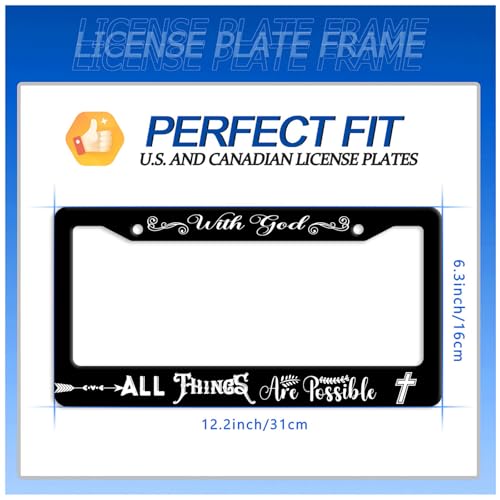 with God All Things are Possible License Plate Frame Stainless Steel Decora (with God All Things are Possible)